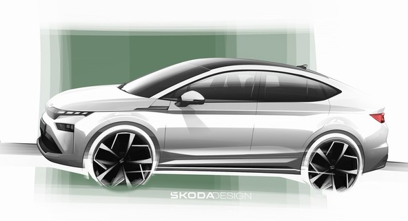 Skice zunanjosti novih modelov Škoda Enyaq: Električna uspešnica posodobljena v slogu Modern Solid